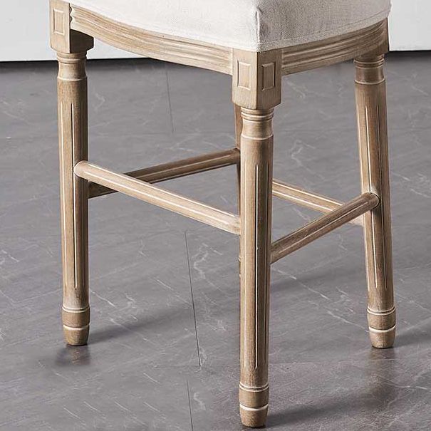 Full Back Upholstered Armless Bar Stool with Solid Wood Base