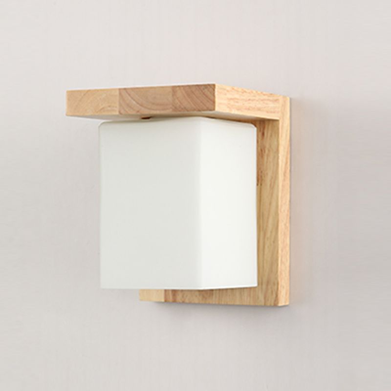 Modern Style Square Sconce Light Fixtures Wood 1 Light Wall Mounted Lighting