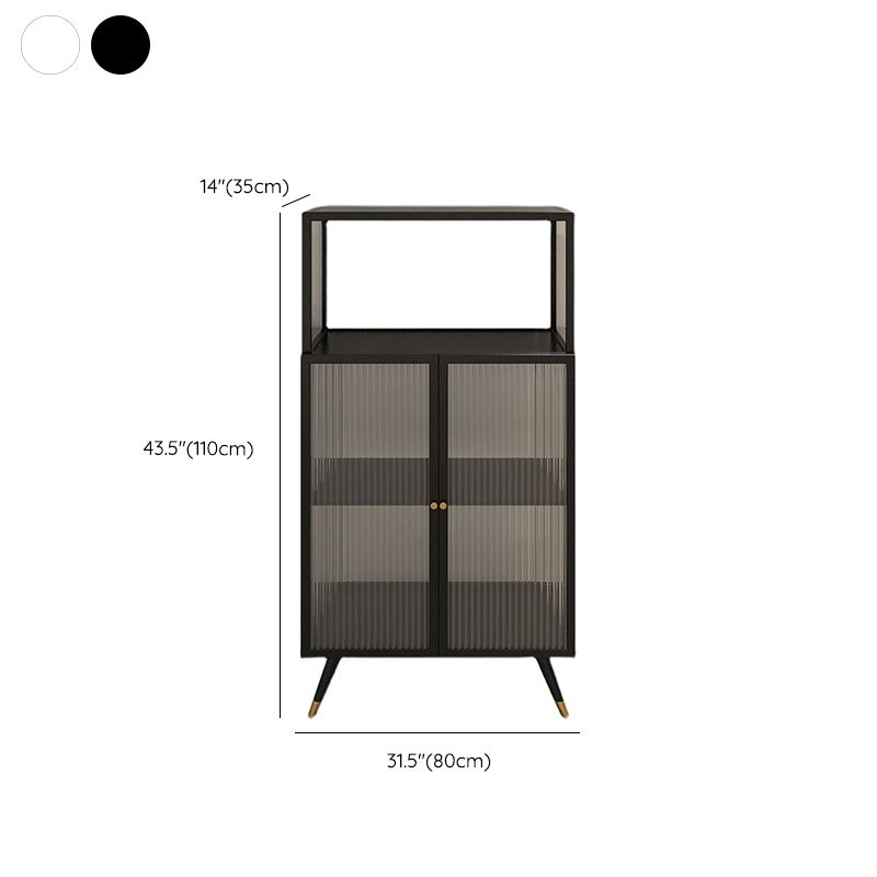 Contemporary Curio Cabinet Metal Glass Doors Display Stand for Dining Room