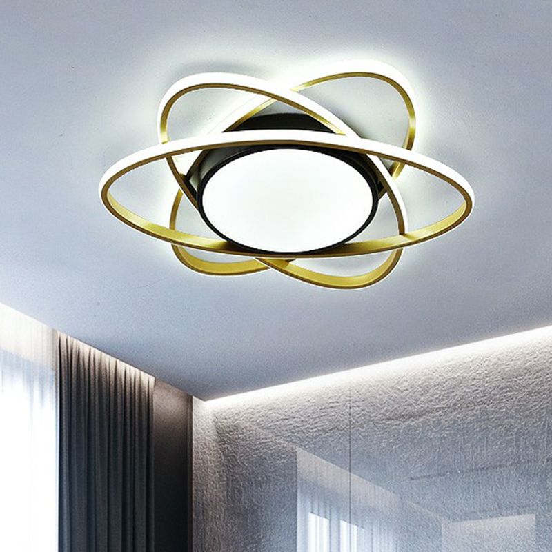 Metallic Floral Surface Mounted Led Ceiling Light Modern Black Flush Mount Light Fixture