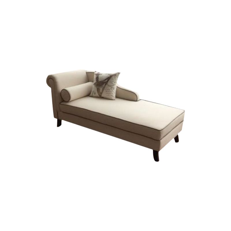 Living Room Rolled Arms Chaise Lounge Modern Chaise with Linen Upholster