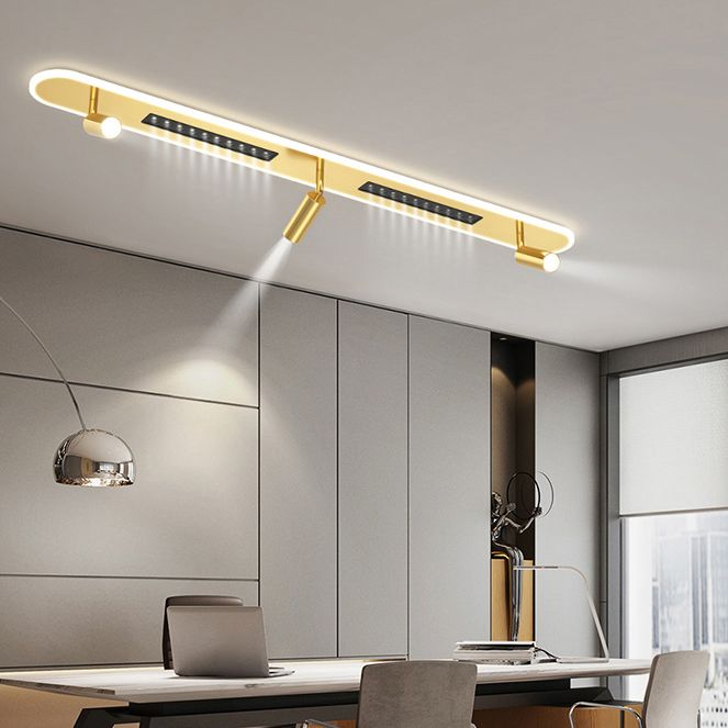 Linear Shape Flush Lights Modern Style Metal 4 Lights Flush Mount Fixture