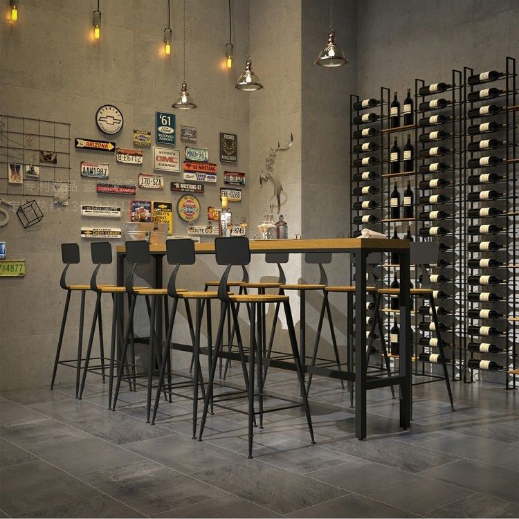 Modern 1/6/11 Pieces Bar Table Set Rectangle Pine Wood Counter Table with Backrest Stools