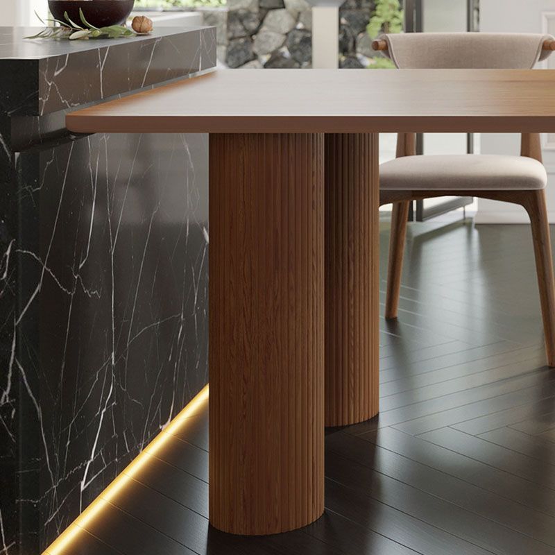 Solid Wood Top Dining Table Modern Dining Table with 4 Pine Wood Legs