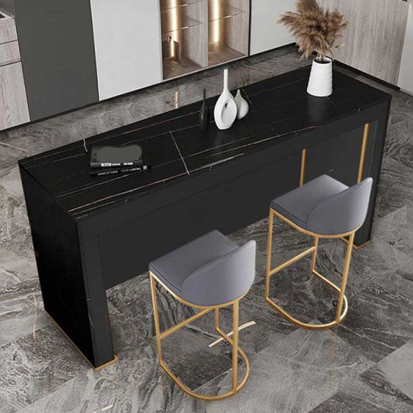 Modern Style 1/2/3 Pieces Sintered Stone Pub Table Set Fixed Table Counter Table