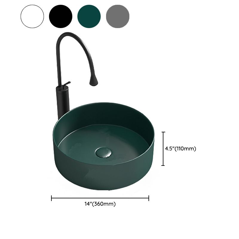 Modern Vessel Sink Round Porcelain with Faucet Vessel Lavatory Sink