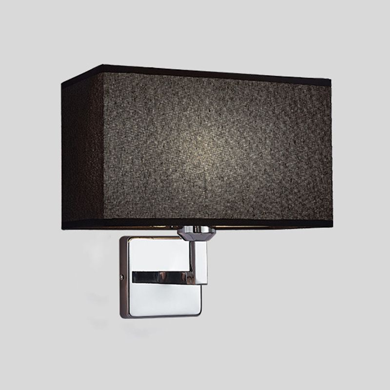 Modern Metal Wall Sconce Rectangle Shape Wall Lamp with Fabric Shade for Study