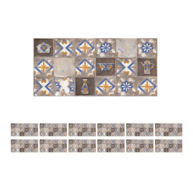 Antique Cookware Print Peel Wallpapers Distressed Grey Geometric Wall Art, 12 Pieces