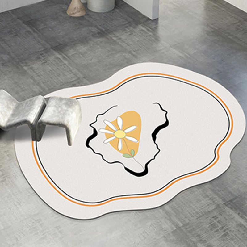 White Contrast Color Rug Polyester Modern Rug Stain Resistant Rug for Living Room