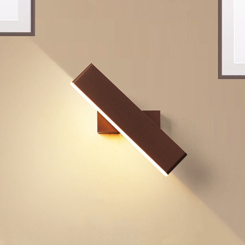 Metal Rotatable Rectangular Sconce Lighting Contemporary LED Coffee/White Wall Lamp for Bedside, Warm/White Light