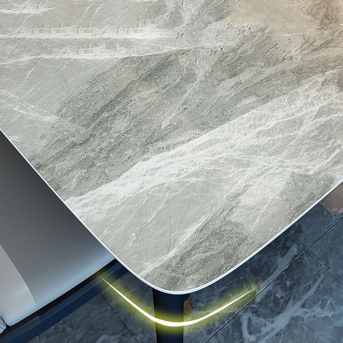 Modern Style Gray Dining Table Sintered Stone Rectangle Table for Home