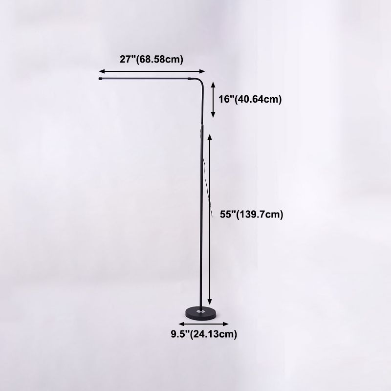 Linear Shape Metal Floor Light Modern Style 1 Light Floor Light Fixtures in Black