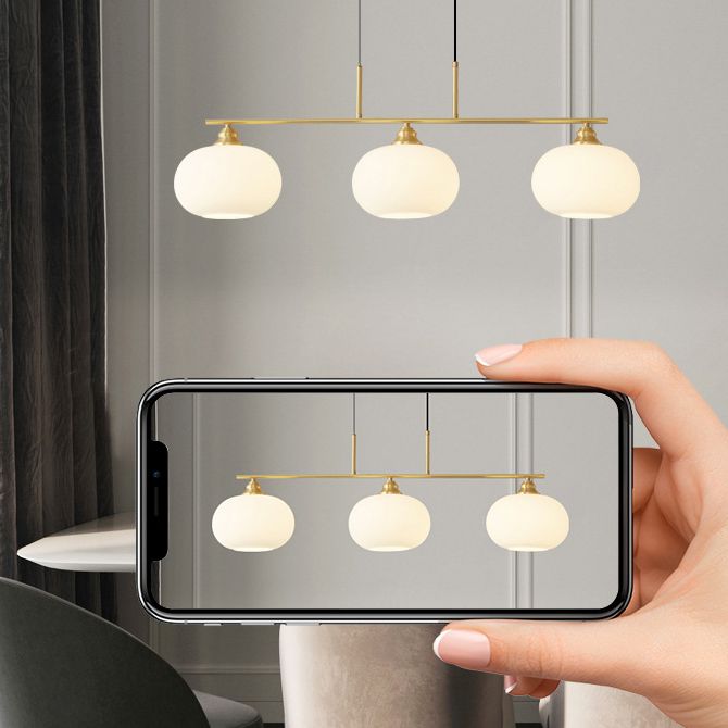 Modern Golden/Black Ceiling Light Metal/Glass Kitchen Island Lighting for Home