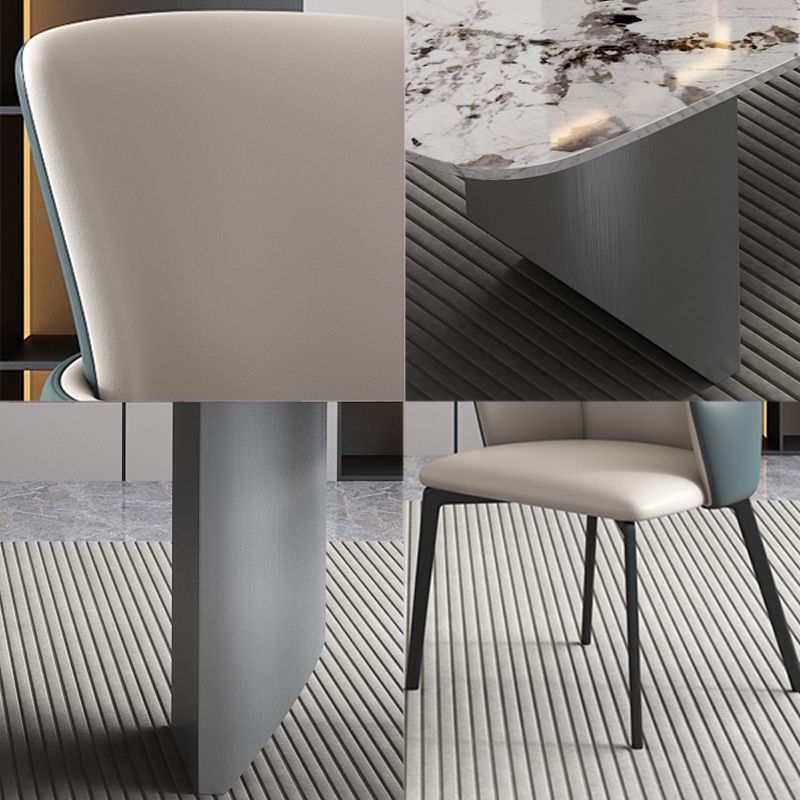 Contemporary 1/3/4/6/9 Pieces Dining Set Rectangle Stone Dining Table Set in White