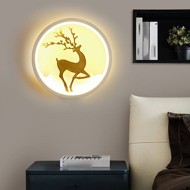 Forma de pared de metal de forma de ciervo estilo moderno de 1 luces de pared de pared.