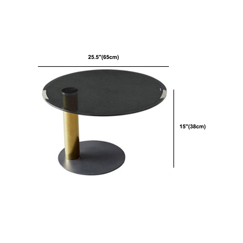 Round Square Block Base Wood/glass Modern Style Coffee Table