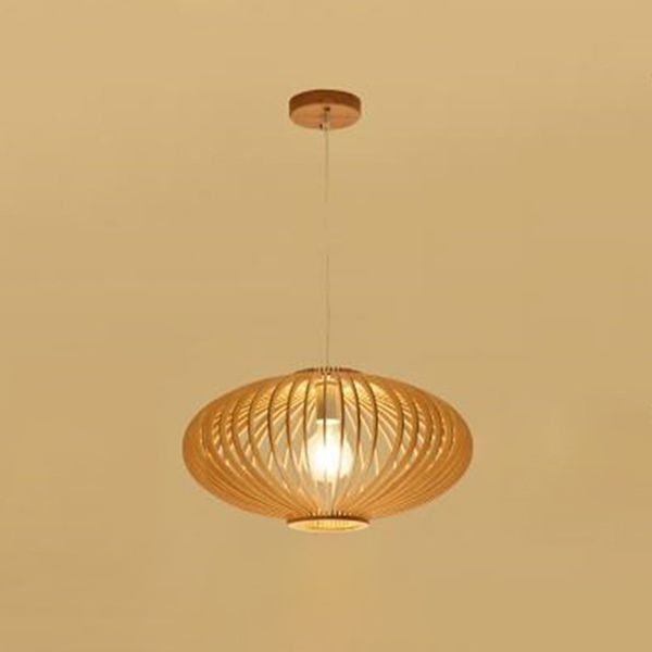 Moderne minimalistische Single Hanging Lampe Holz geometrische Anhängerlicht in der Holzfarbe