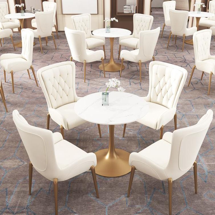 Modern 1/5 Pieces Dining Set Round Stone Dining Table for Dining Room Cafe