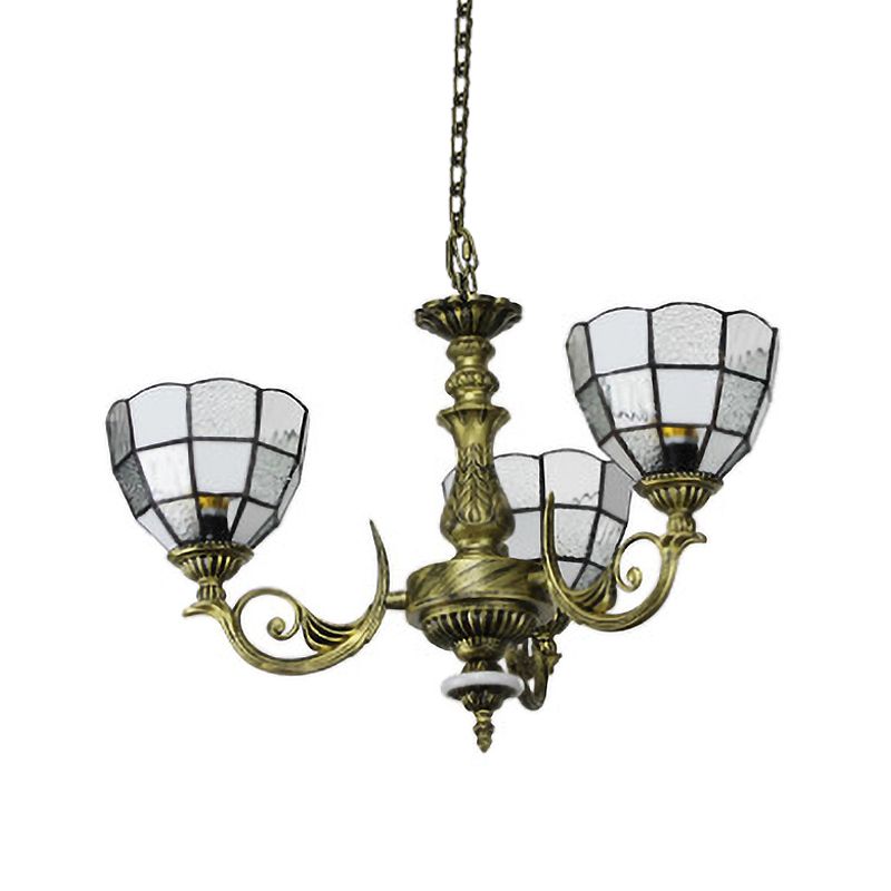 Domed Chandelier 5/9/11 Lights Blue/Textured White Glass Baroque Ceiling Pendant Light in Bronze for Bedroom
