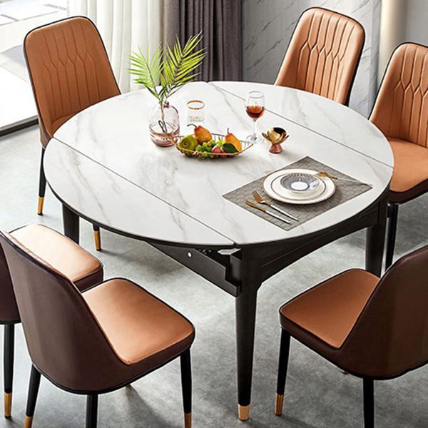 Sintered Stone Dining Table Round Drop-Leaf Dinner Table for Dining Room