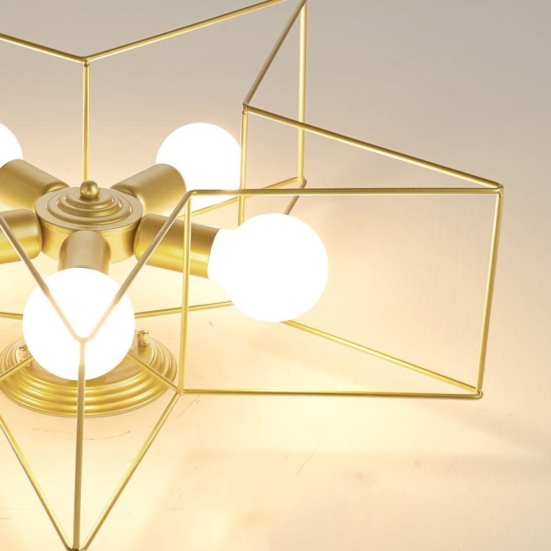 Star Shape Flush Mount Ceiling Fixture Modern Flush Ceiling Lights in Gold