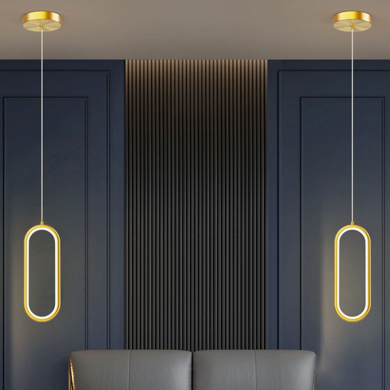 Linear Shape Hanging Light Modern Style Metal Hanging Lighting for Bedside