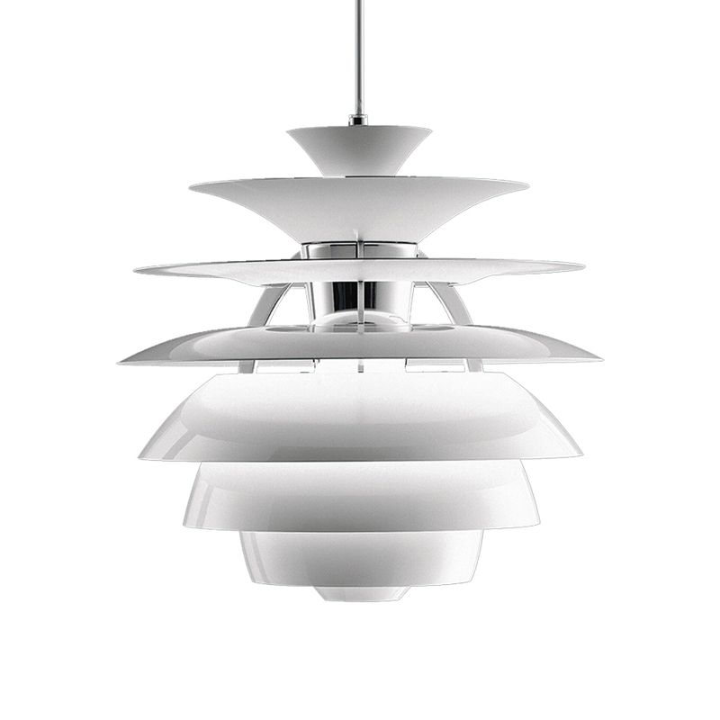 Tiered Ceiling Hanging Light with Pinecone Shade Nordic Aluminum 1 Light Dining Room Pendant Lamp in White