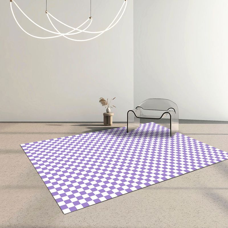 Modern Checkered Pattern Rug Polyester Indoor Carpet Stain Resistant Carpet for Living Room