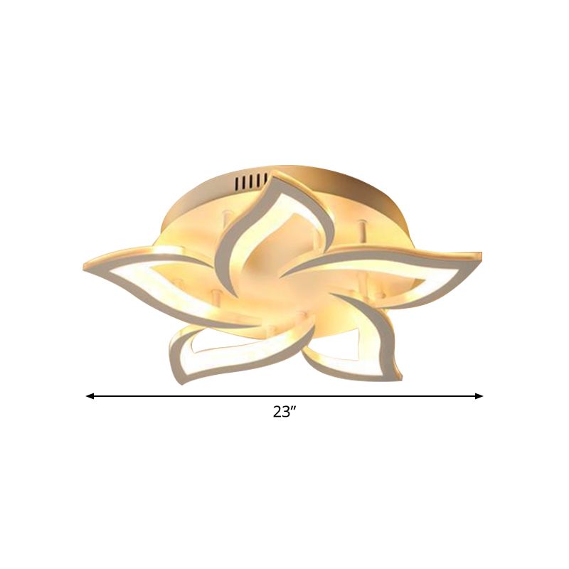 Floral Office Semi Mount Lighting Acrylic 5/10/14 Bulbs Modernist Ceiling Flush Light in Warm/White Light