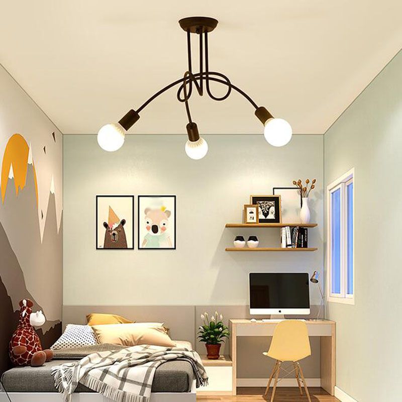 Bundle Industrial Vintage Ceiling Light Wrought Iron Flush Mount for Living Room