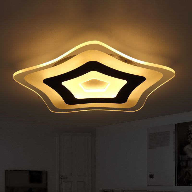 Star Shaped Bedroom Ceiling Lamp Acrylic Modern Ultrathin LED Flush Mount Light in Warm/White Light, 8"/16.5"/20.5" W