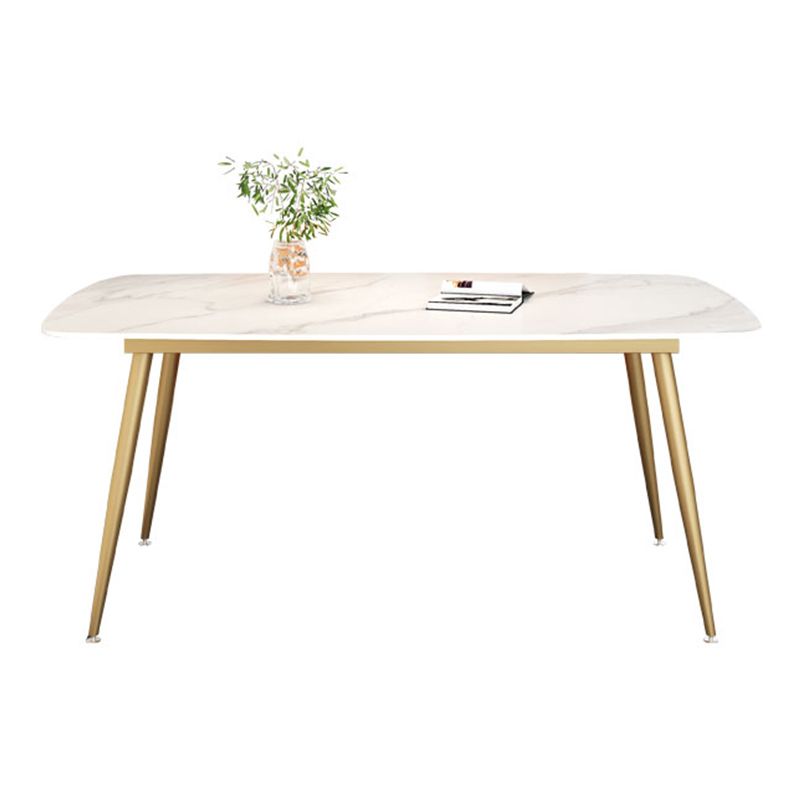 Glam Rectangle Dining Table Set 1/3/4/5 Pieces Dinette Set with White Sintered Stone Top