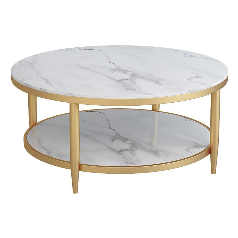 Glam Faux Marble Cocktail Table Four Legs Coffee Table with Storage