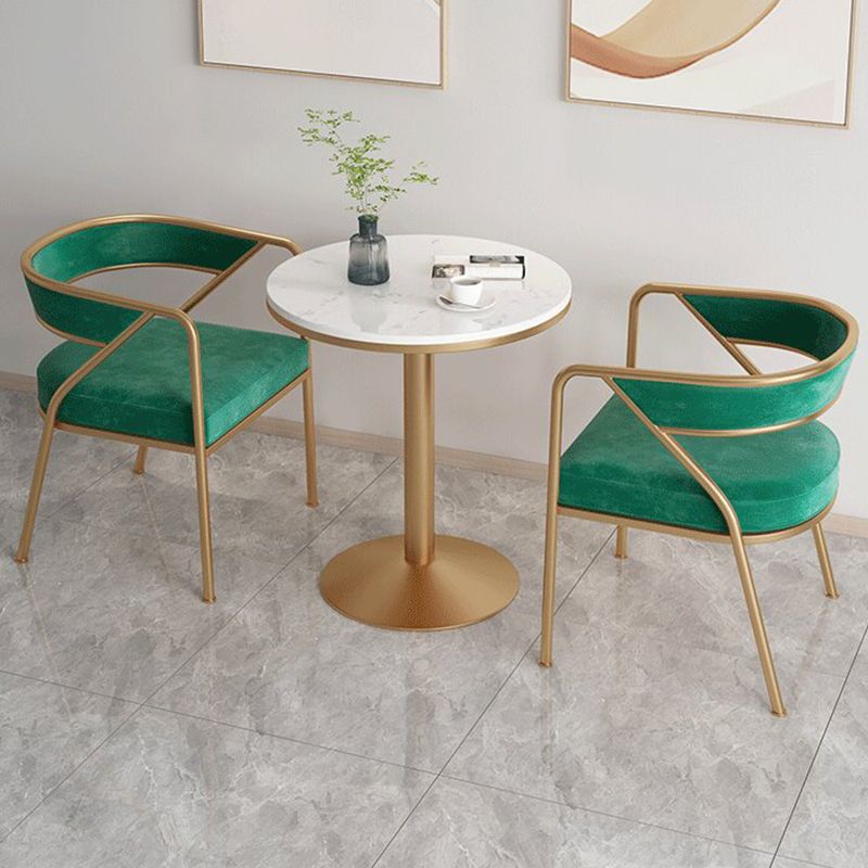 Glam Style Arm Dining Chairs Gold Iron Frame Open Back Dining Side Chair