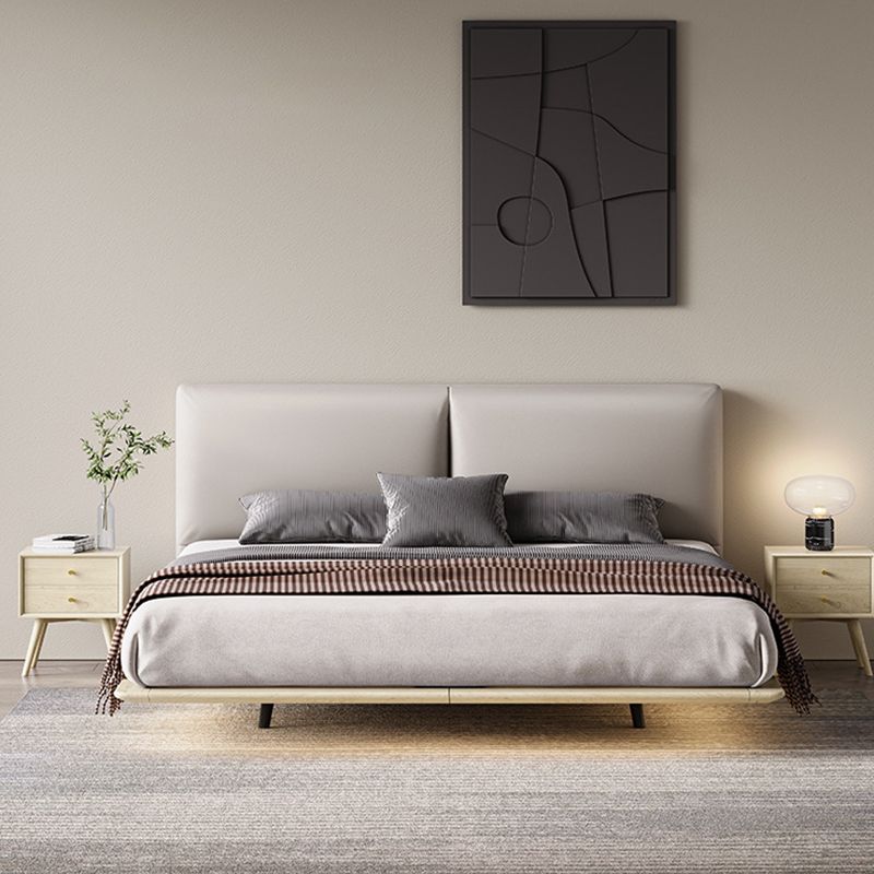 84.65 inch Wide Glam Bed Frame Solid Color Standard Bed with Headboard