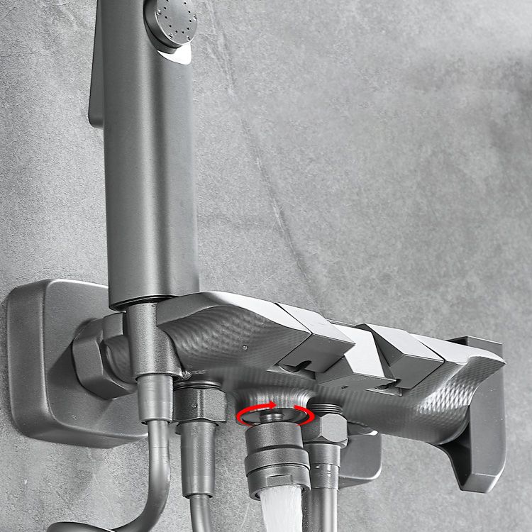 Square Shower Set Adjustable Spray Pattern Wall-Mounted Shower Set with Handshower