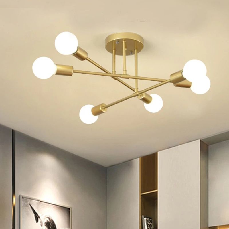 Halbbündige Deckenleuchte im Schmiedeeisen-Industriestil, stimmungsvolle Metall-Einbauleuchte für Schlafzimmer