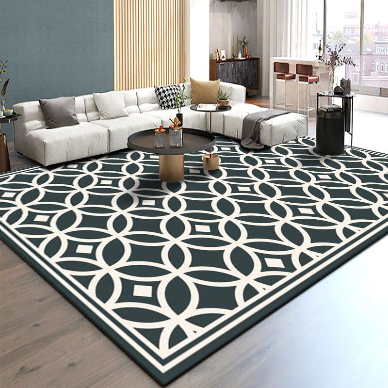 Gray Modern Rug Polyester Leaves Rug Non-Slip Backing Rug Washable for Home Decor