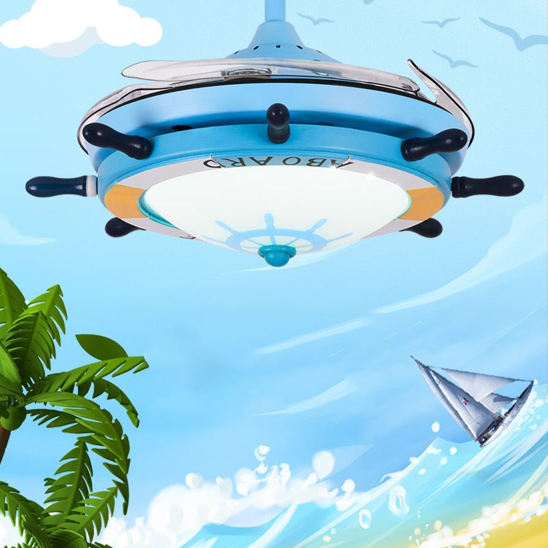 Mediterrane roer hanger ventilator verlichting armatuur metalen slaapkamer kleuterschool semi -flush light