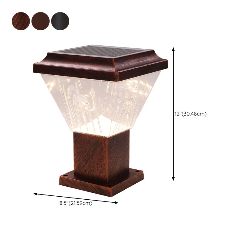 Modern LED Pillar Lamp Waterproof Solar Lighting Fixture with Acrylic Shade for Garden