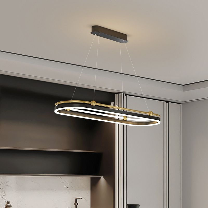 1 lumière ovale île Light moderne lustre moderne Metal Island Plafond Light
