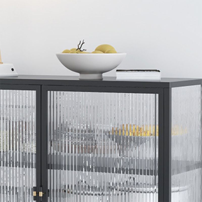 Contemporary Curio Cabinet Glass Doors Metal Storage Cabinet for Living Room