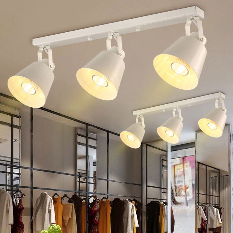 2/3/4 Lights Bucket Ceiling Light Fixture Loft Stylish Black/White Finish Metal Rotatable Semi Flush Mount Lighting