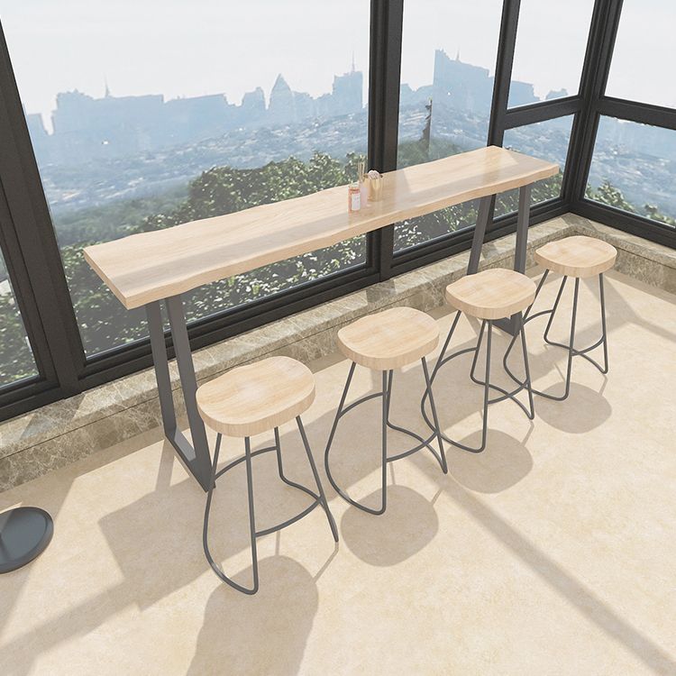 Rectangle Solid Wood Bar Table Set Modern 1/5 Pieces Counter Table with Backless Stools