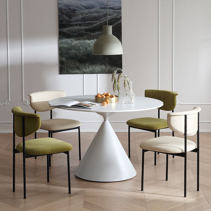 Contemporary Style Dining Table Stone Round Table with Pedestal Base