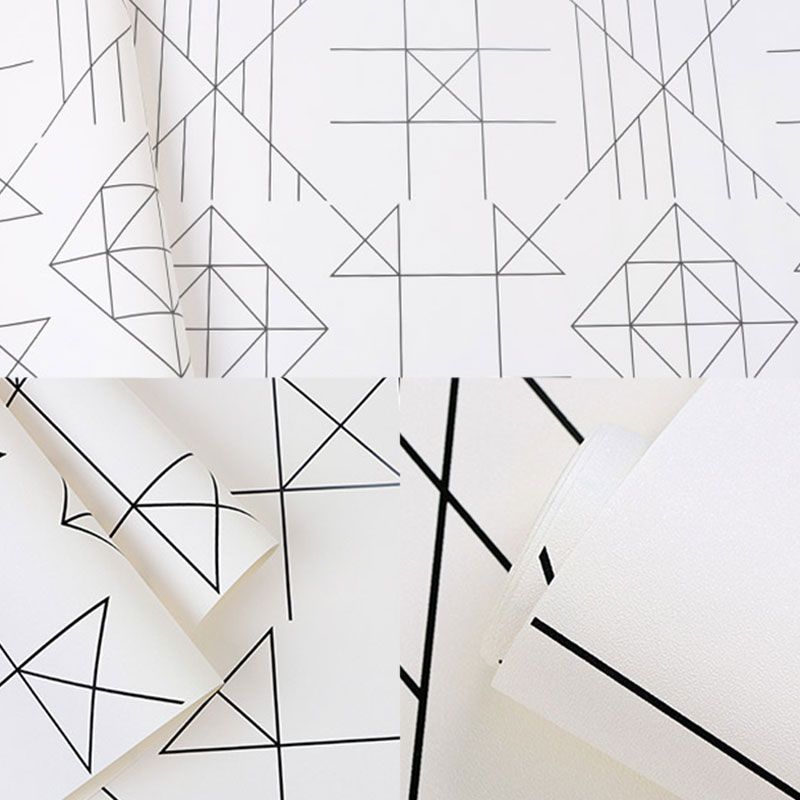 Contemporary Color Block Wall Art in Black and White Coffee Shop Wallpaper, 20.5 in x 33 ft