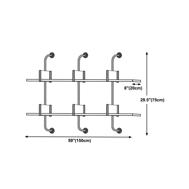 Wooden Wall Mounted Bookshelf Industrial Floating Storage Bookcase