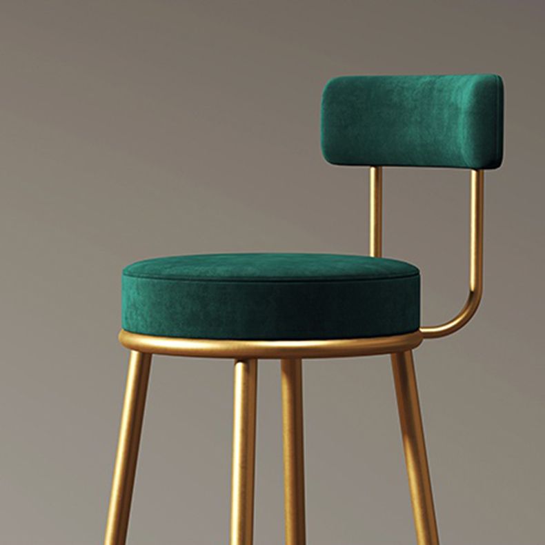 Glam Metal Upholstered Barstool Indoor Bar Stool with Low Back and Ron Legs