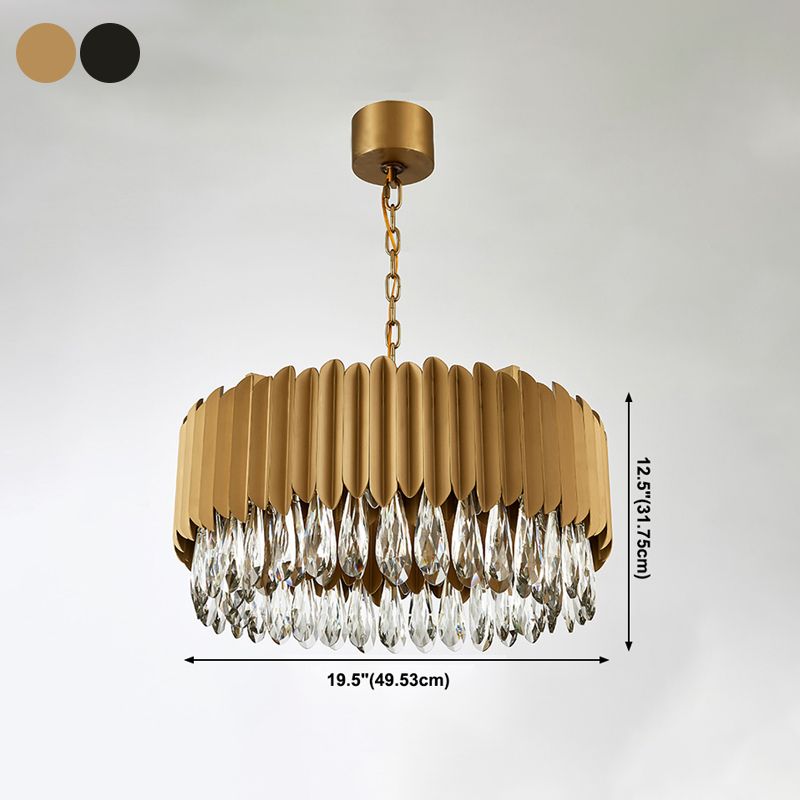 Contemporary Style Geometry Shape Chandelier Lights 9 Light Crystal Hanging Lights