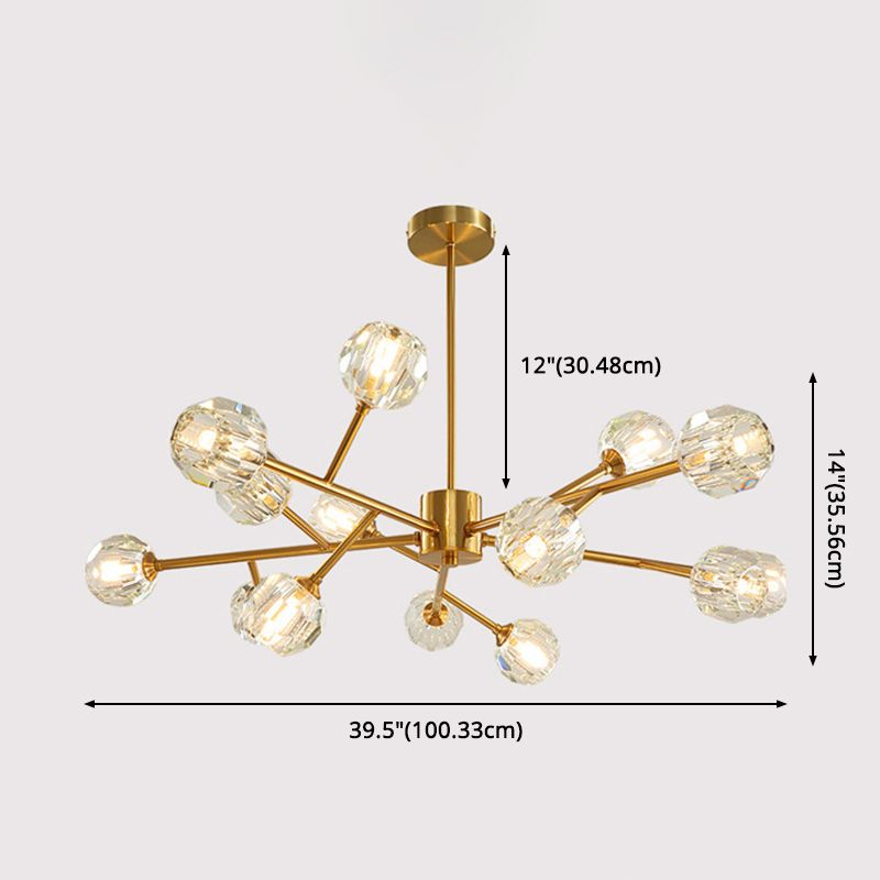 Ultra-modern Sputnik Hanging Chandelier Crystal Suspension Lighting with Hanging Cord for Living Room